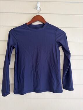 Primary Kids Youth Long Sleeve Rashguard Swim Shirt Size 12 Navy Blue UPF 50